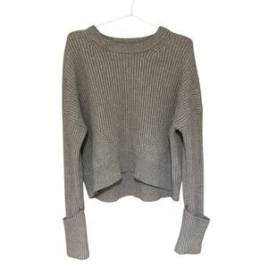 AllSaints Pierce Crew Gray Ribbed Wool Cashmere Sweater, Medium